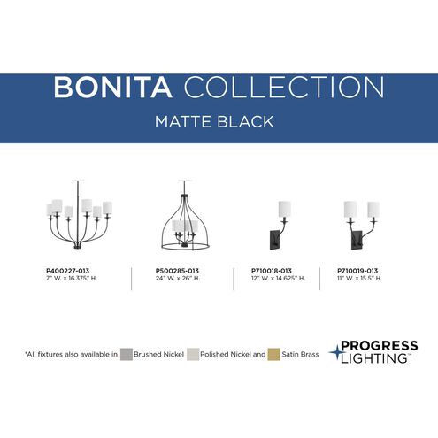 Bonita 1 Light 5 inch Matte Black Wall Sconce Wall Light, Design Series